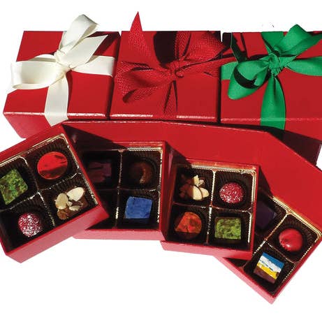CocoTutti Chocolates - Wholesale Chocolate Box - 16 Piece Twisty - Red - Full Size - No Nuts