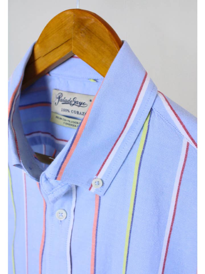 Patadegayo - Wholesale Button Down Shirt - Men's - Multicolor light blue vertical striped shirt3