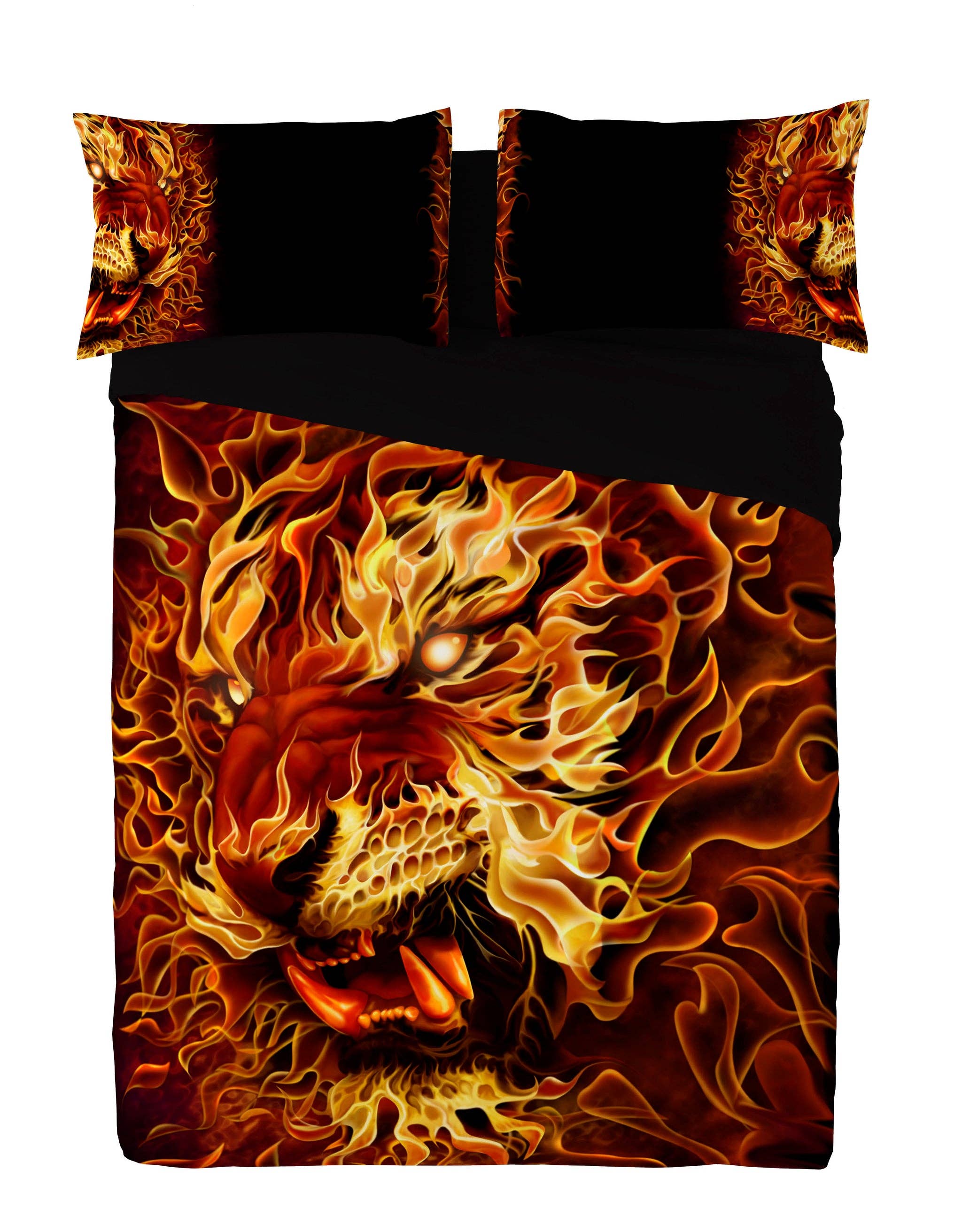 Wild Star Hearts – Conjuntos de cama por atacado – FIRE OF THE TIGER - Conjunto de capa de edredom UK Kingsize/US Queen