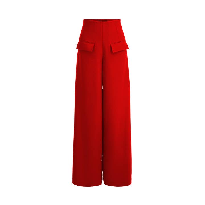 Wide Leg Stretch Pants - Crimson for wholesale by Layo G