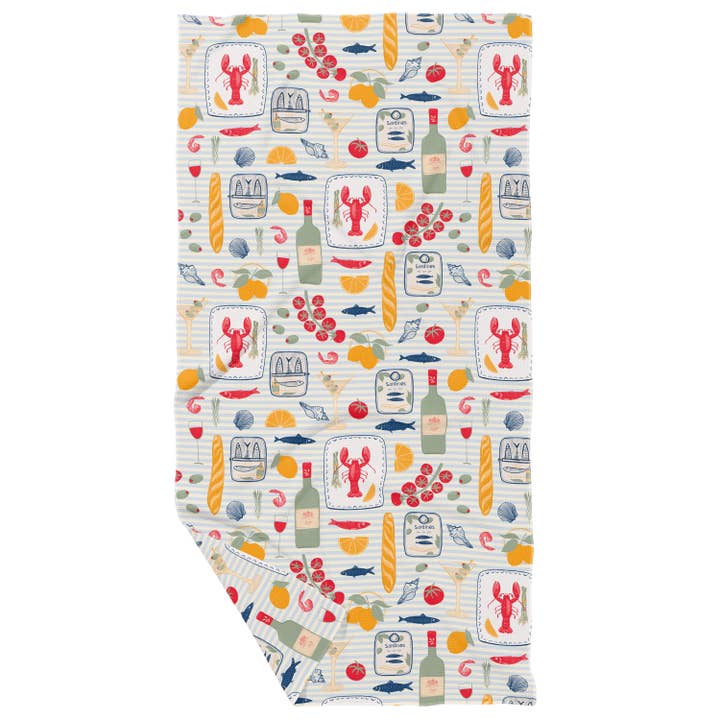 Serviette de cuisine gaufrée double face pour pique-nique méditerranéen pour la vente par June Apothicarie
