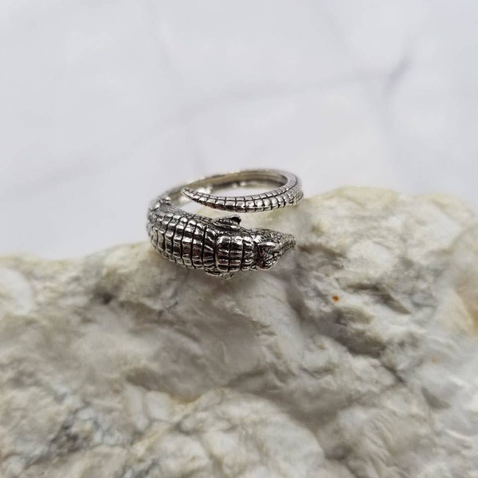 The Pretty Jewellery - Vente Bague de cocktail/de cérémonie - Bague ajustable en alligator0