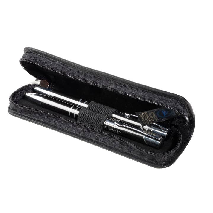 Læder penalhus til 2 lynlås penne for engroshandel hos Tony Perotti