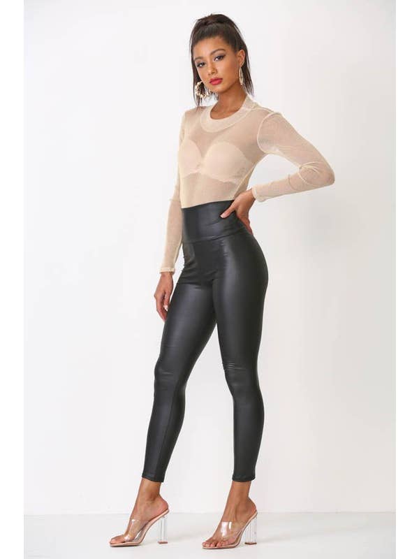 Black Pearl Clothing - Wholesale Leggings - Dames - Legging van kunstleer met hoge taille1