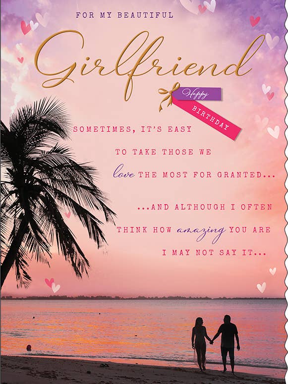 Birthday Card, Girlfriend, Couple On Beach for wholesale by Piccadilly Greetings