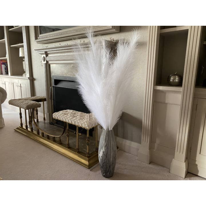 Mollie Sophia Ltd – Engroshandel Tørrede/pressede blomster – Hvid 46" Tall Tørret Pampas Grass Bouquet
