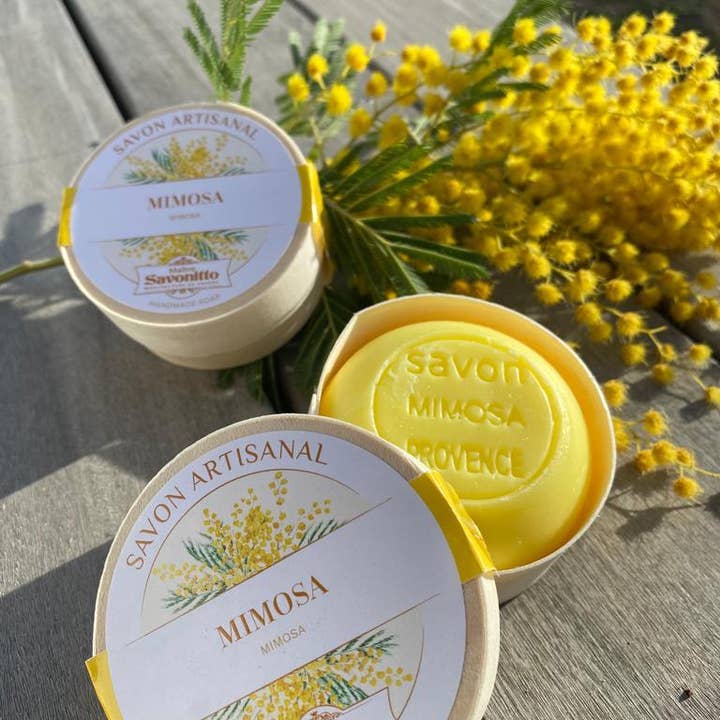 MAITRE SAVONITTO - Wholesale Bar Soap - Mimosa Soap in Wooden Box 100g