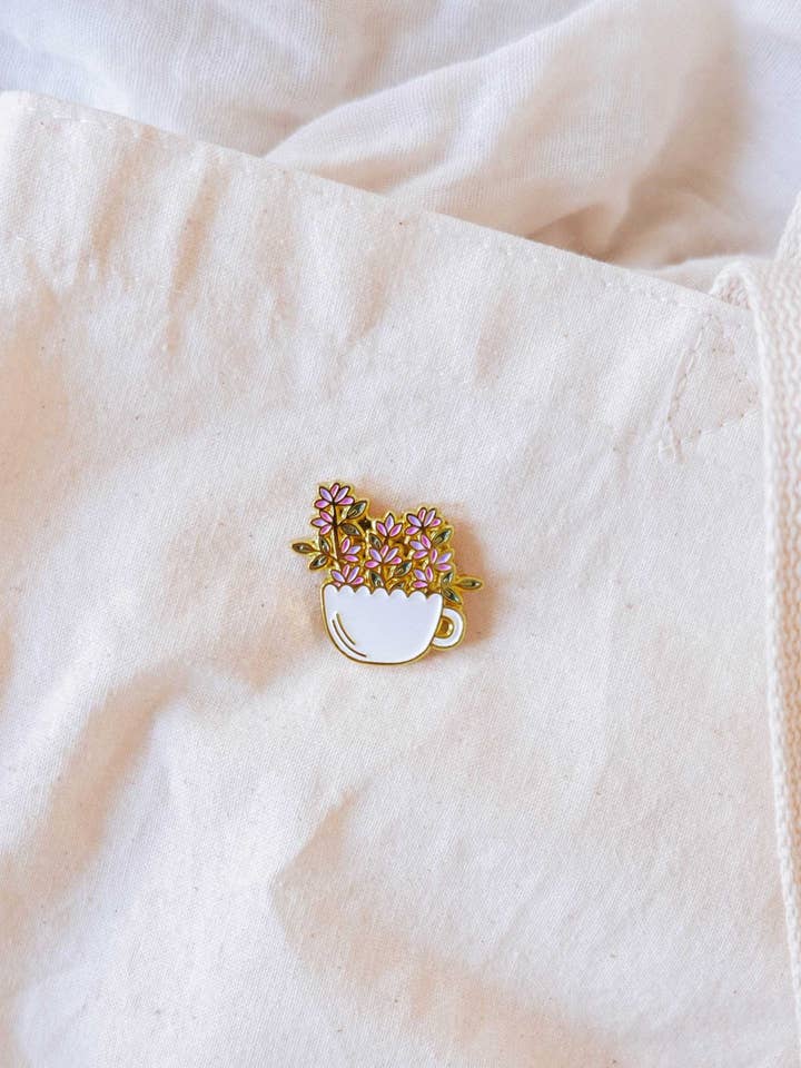 Bloom Cup Enamel Pin for wholesale by Mimi & August
