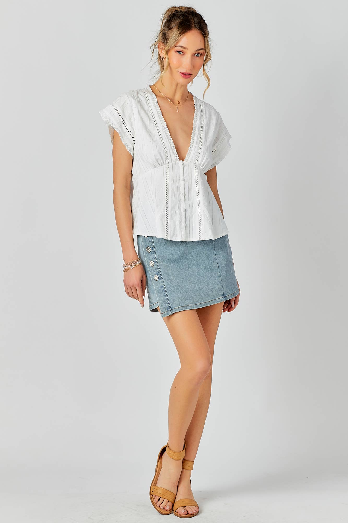 BABY PINK - Wholesale Knit Top - Women's - Lace Combo Peplum Top12