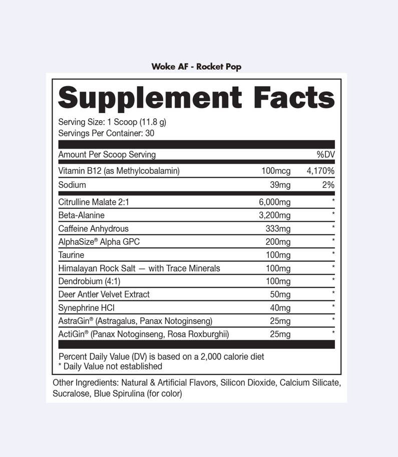 Bucked Up - Wholesale Oral Supplement/Vitamin - Woke AF Pre-Workout [30 Serv]6