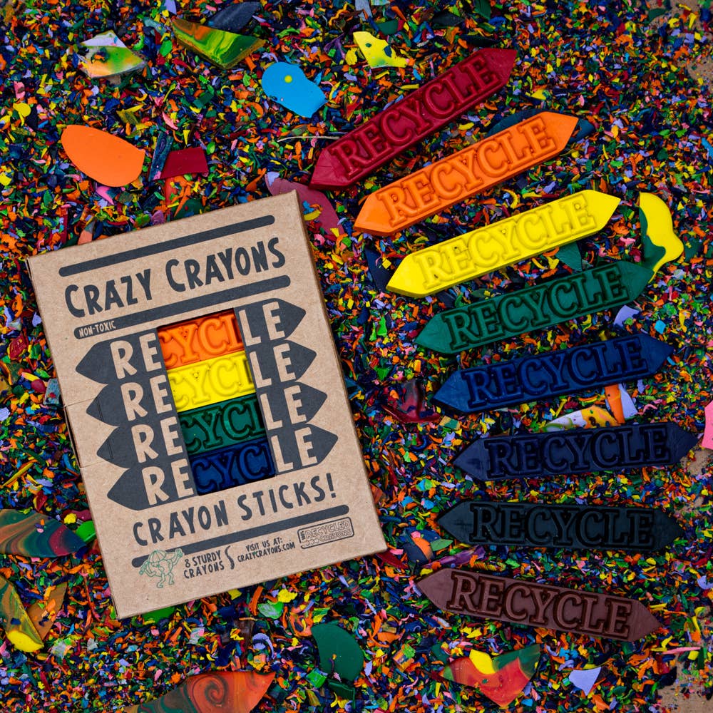 Crazy Crayons - Vente Crayon – enfant et bébé - Boîte de 8 bâtonnets de crayon recyclés1