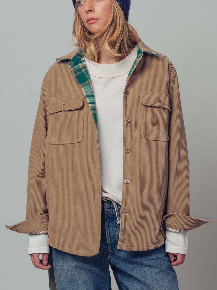 Urban Daizy - Wholesale Shirt Jacket/Shacket - Women's - Plaid Flannel-Lined Corduroy Shacket30