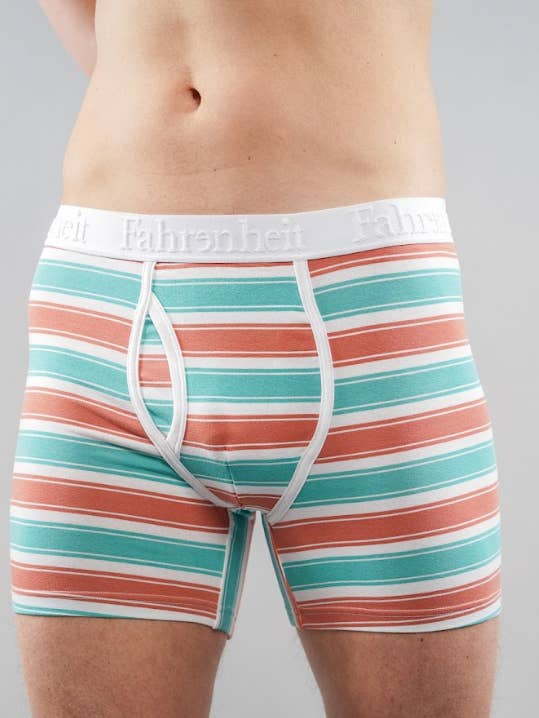 Fahrenheit – Roupa interior - Homem por atacado – Boxer Brief/Roupa interior masculina Coral & Green Stripe Algodão0