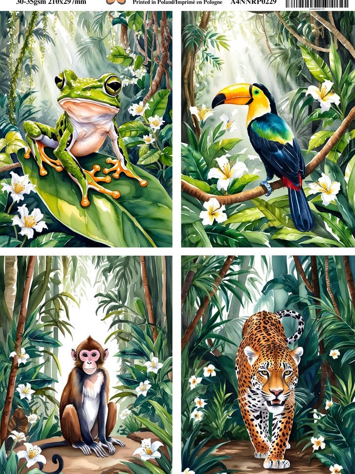 Special Order - Ninny's Decoupage Rice Paper - Jungle Animals for wholesale by Ninnys Napkins