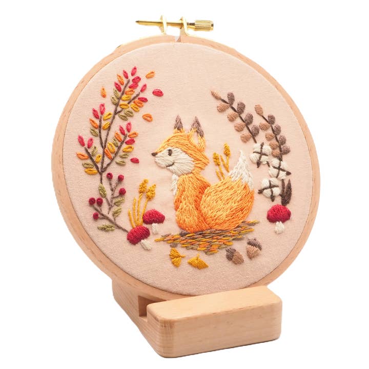 DIY Embroidery Kit Autumn Fox / 5 inch hoop / cute pattern for wholesale by BlueCatCraftCA