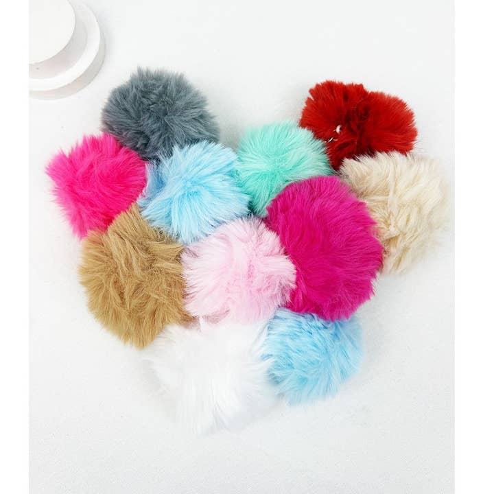 Bright Tone Faux Fur Pom Pom Keychain for wholesale by Love and Repeat