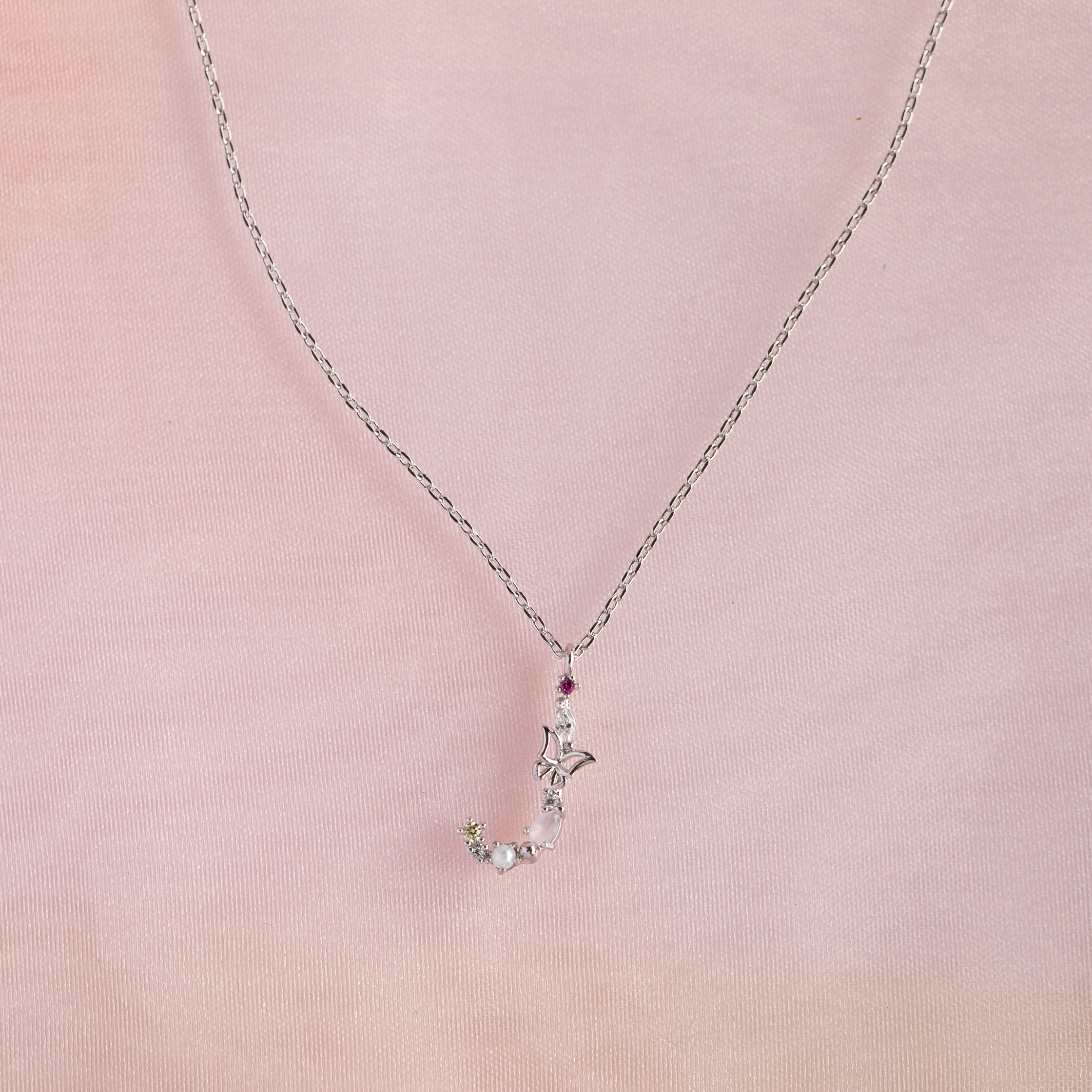 Girls Crew – wholesale Pendant/charm necklace – Flutterfly Stone Initial Necklace28