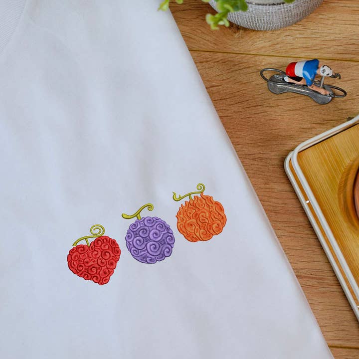 Geborduurd T-shirt - Duivelsvrucht voor wholesale door Juste un t-shirt