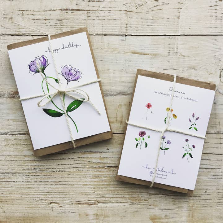 Happy Birthday Flower Card Set of 6 for wholesale by kcm studio, ink.