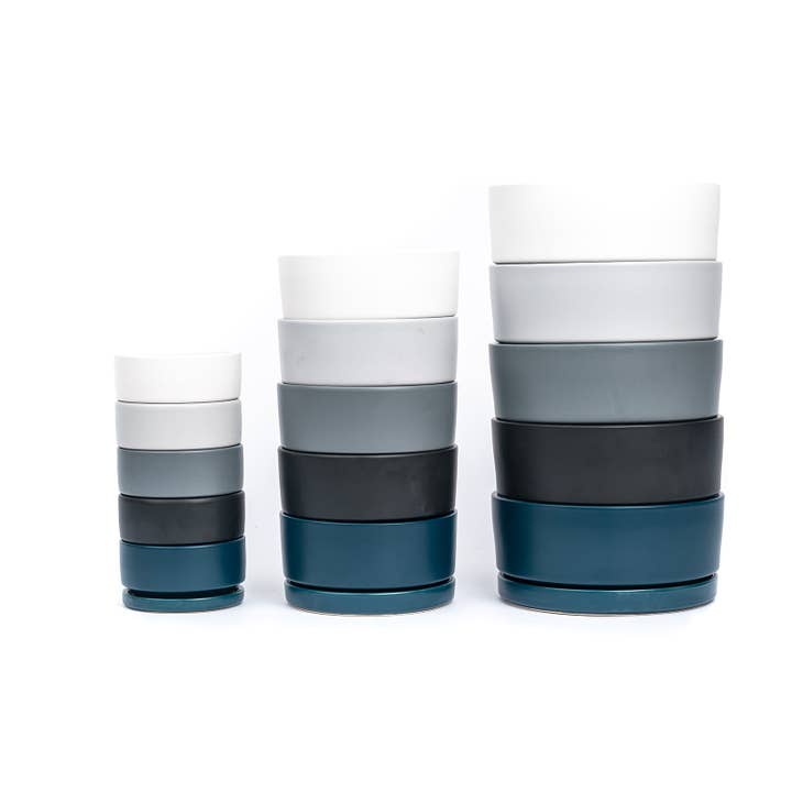 6.5" Gemstone Low-Bowls with Water Saucers for wholesale by Momma Pots