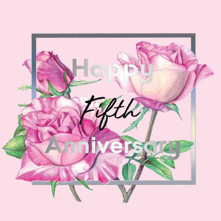 Jubileum wenskaart - Vierde verjaardag - Pink Rose voor wholesale door Zaquarella