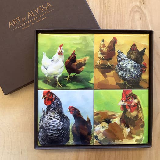 Ensemble de dessous de verre poulets pour la vente par Art by Alyssa