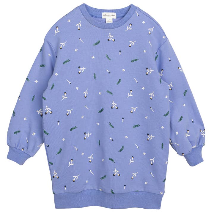 Floral Print on Amethyst Terry Sweatshirt Dress for wholesale by Miles the Label