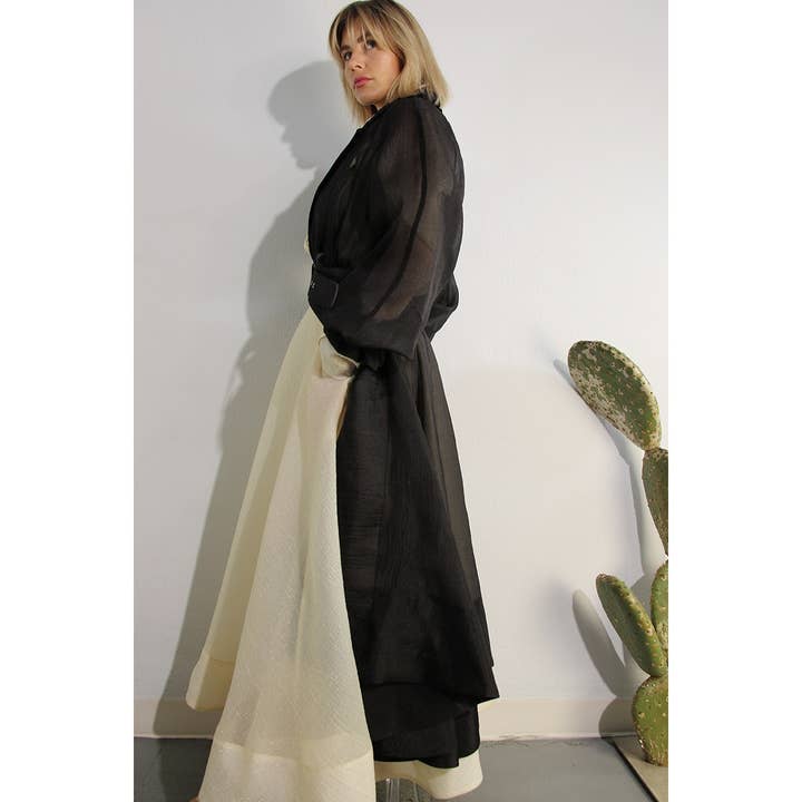 BLACK METALLIC ORGANZA TRENCH COAT for wholesale on Faire20