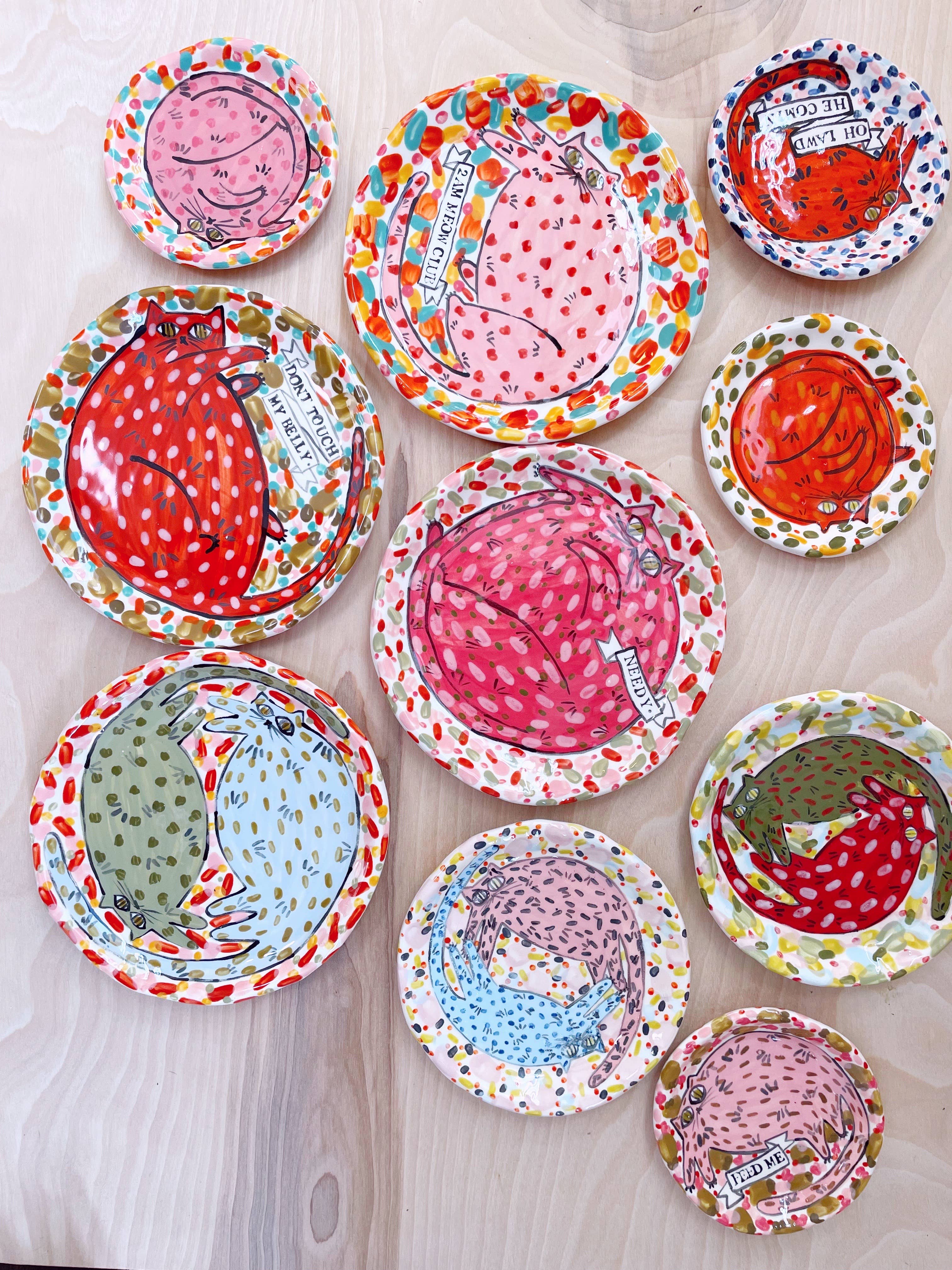 By Bianca Rae - Wholesale Decorative Plate/Dish/Bowl - Maximalist Cat Plate Round In 5 Sizes5