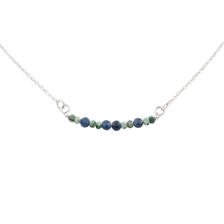 Raw Beauty ~ Sapphires & Emeralds Sterling Silver Necklace for wholesale by Earth Song Jewelry