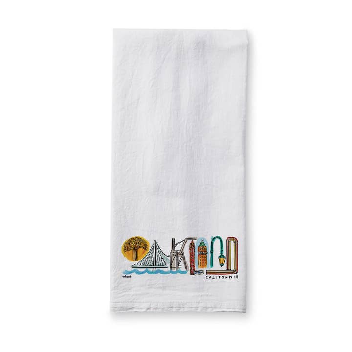 Oakland Landmark Lettering - 19x28" Tea Towel for wholesale by doodles.ink.