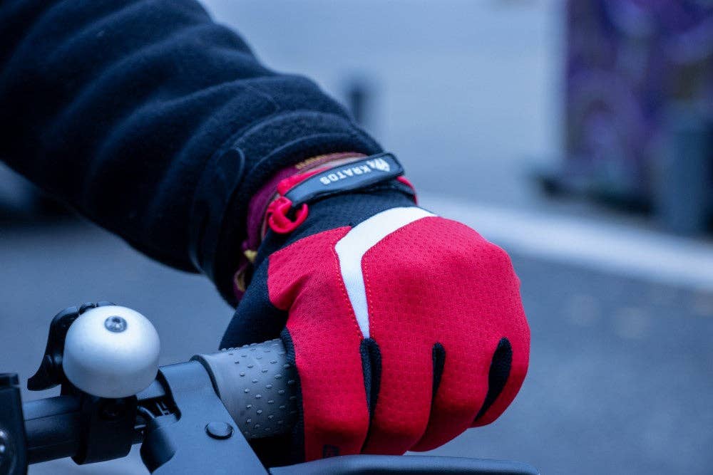 Kratos - Wholesale Gloves - Unisex - Mountain Biking Gloves | Full Finger Padded Cycling Gloves - RED14