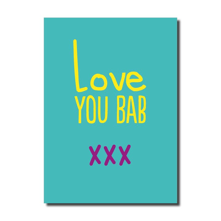 Funny Love Card - ‘Love You Bab’ for wholesale by The Buddy Fernandez Card Company