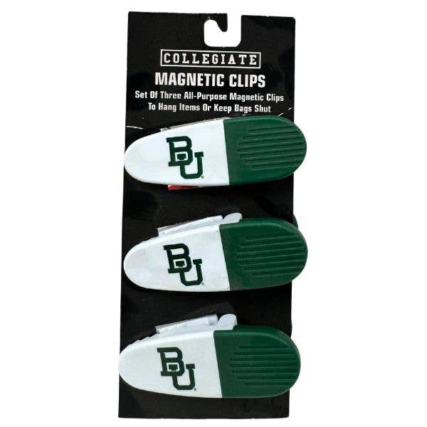St. Louis Wholesale LLC - Wholesale Magnet - Baylor Bears Gear - Set Of Three Magnetic Fridge/Chip Clips
