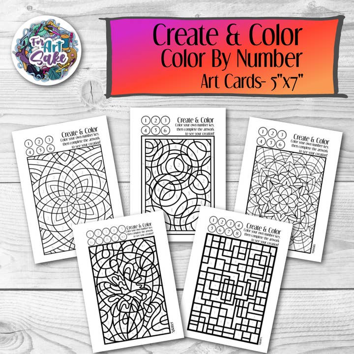 For Art Sake Stickers - Wholesale Art Set - Kids & Baby - Spirograph- Create & Color : Color By Number Art Card2