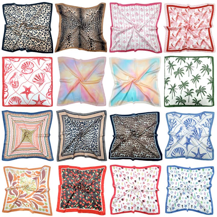 Printed Square Satin Scarves WLQS-100 for wholesale by Oblige by G