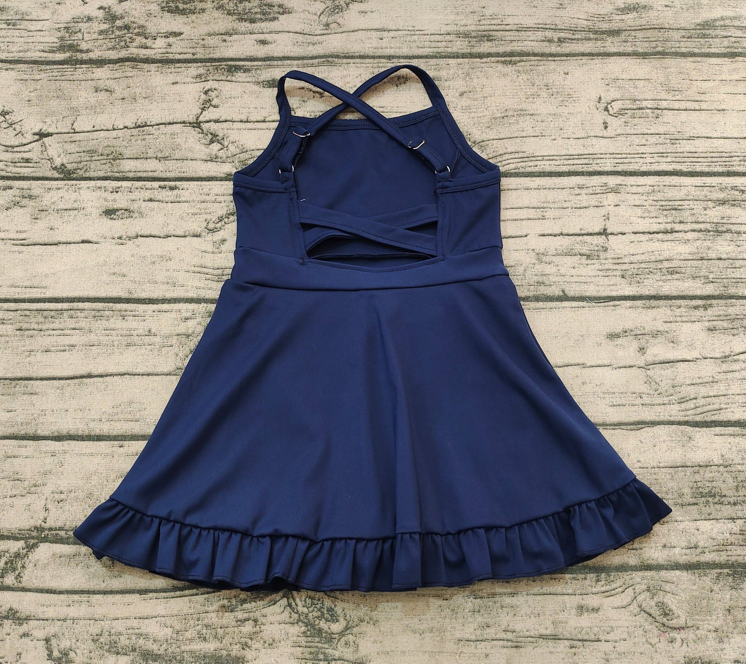 Aier Wholesale - Wholesale Athletic Dress - Kids - Baby Girls Navy Athletic Active Wear Knee Length Dresses4