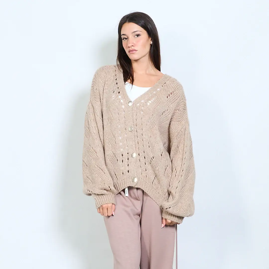 AMELÉ - Wholesale Cardigan - Women's - Openwork knit cardigan0