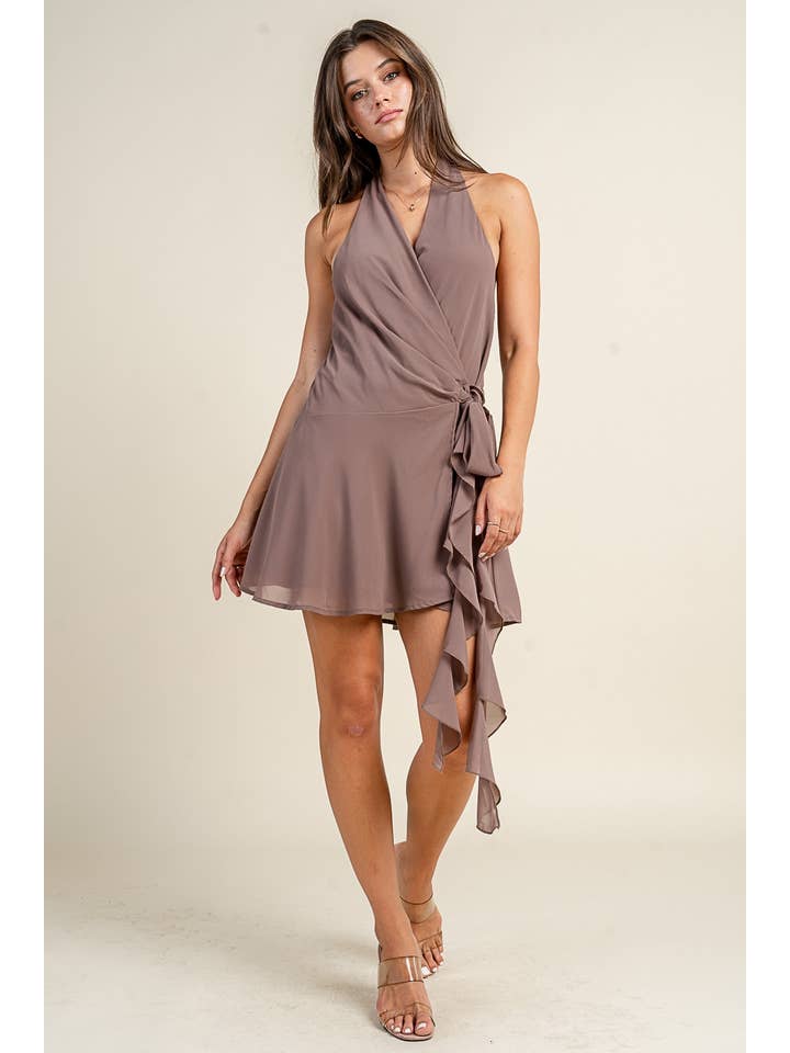 PRIVY - Wholesale Dress - Women's - BD13069E_DROP WAIST WRAP HALTER DRESS