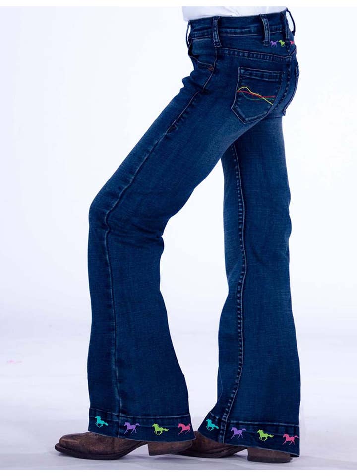 Dark Wash Girl's Ride Fast Trouser for wholesale on Faire2