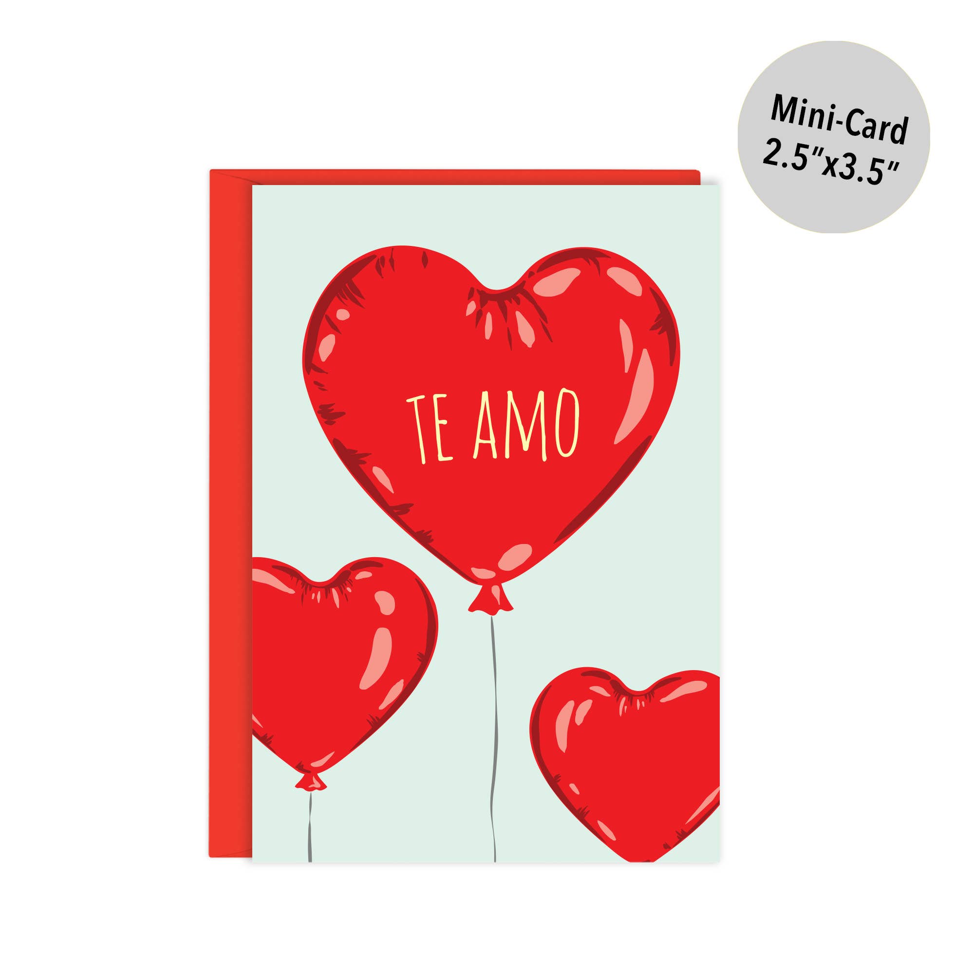 Lucy Loves Paper – wholesale Love card – Te Amo Balloon | Enclosure Size, Love Card in Spanish0