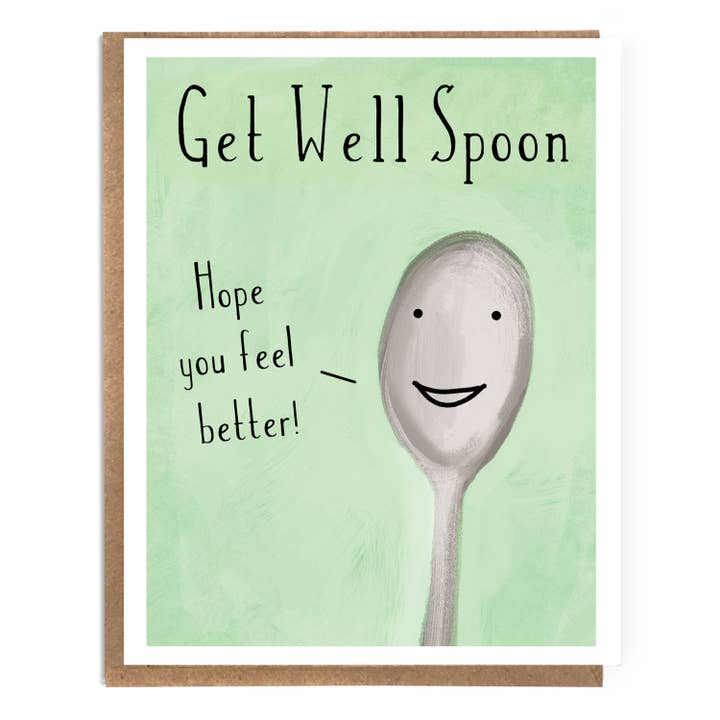 Get Well Spoon; carino e originale biglietto Get Well Soon per la vendita all'ingrosso da parte di A Zillion Dollars