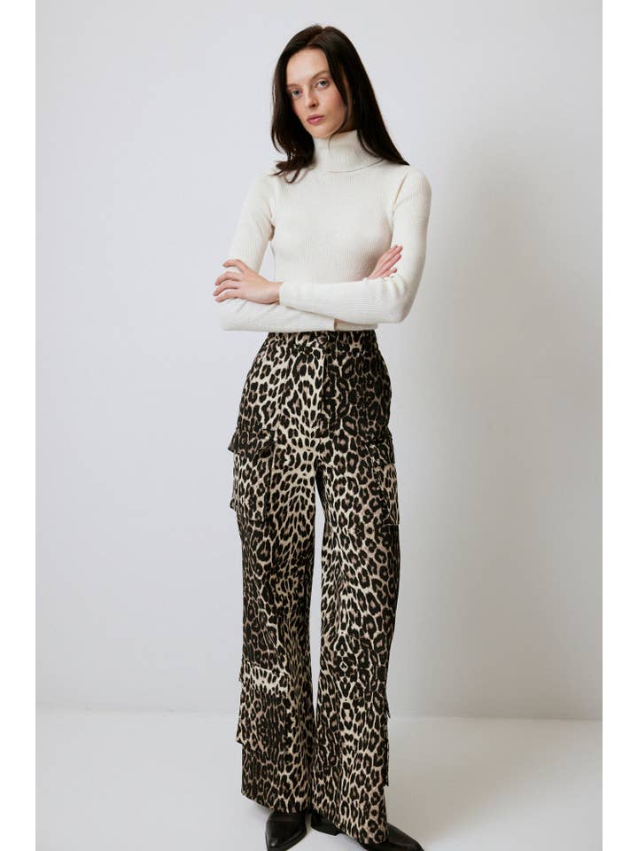 LEOPARD PATTERNED CARGO TROUSERS for wholesale on Faire