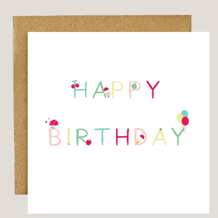 Eco-Friendly Children's Happy Birthday Card for wholesale by Peony & Pangolin