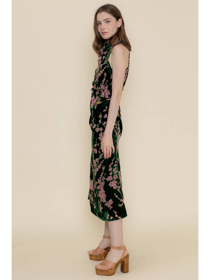 CLASSY CHERRY BLOSSOM FLORAL VELVET MINI DRESS-DI9247FO for wholesale on Faire