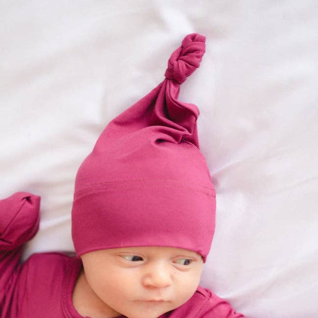 Will & Charlie Shop - Wholesale Newborn/Knit Hat - Baby - Cranberry Bamboo Knot Hat2