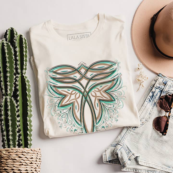 Böhmisches Boot-Stitch-Grafik-T-Shirt für den Großhandel von LaLaSista