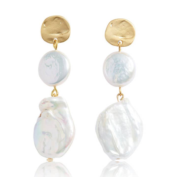 Freshwater Pearl Linear Dangle Earrings for wholesale by KARINE SULTAN