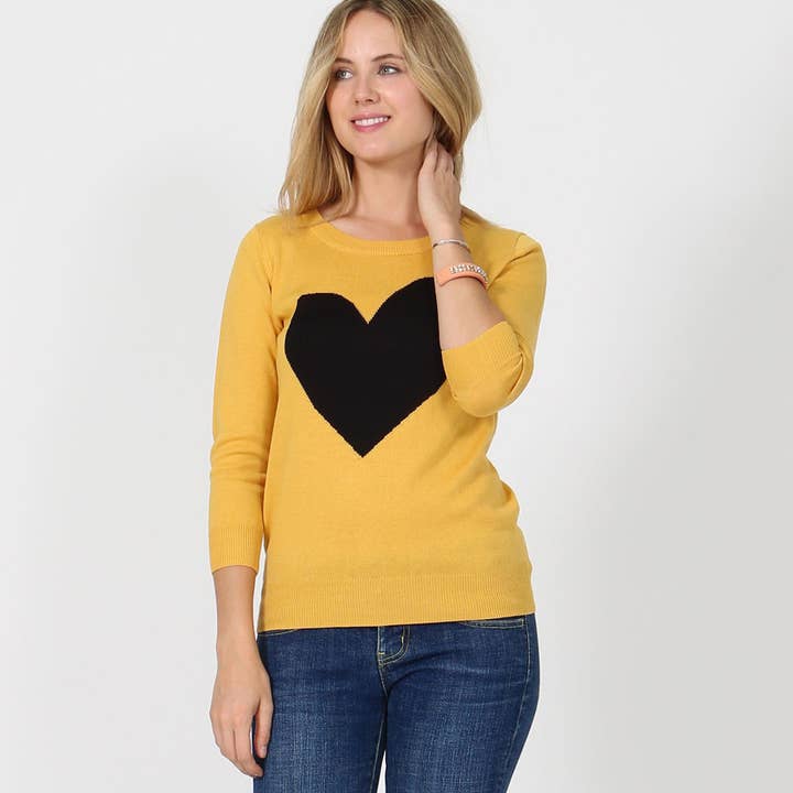 42POPS - Venta al por mayor Jersey de punto - Mujer - .. SI-6396 Jersey ajustado con forma de corazón dulce para San Valentín