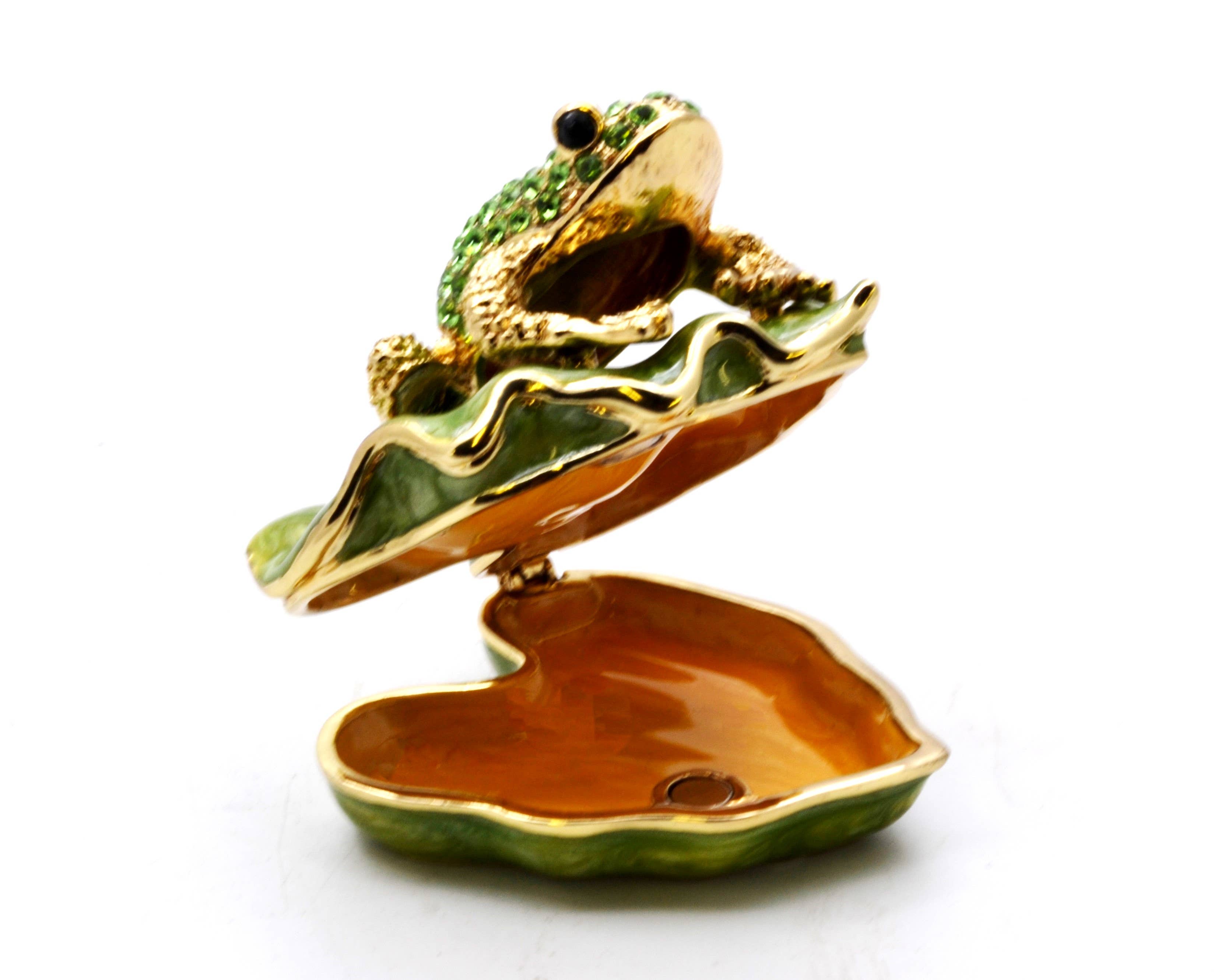 Ciel Collectables - Wholesale Jewelry Dish - Bejeweled Frog on Lily Pad Trinket Box. Made with Crystals4